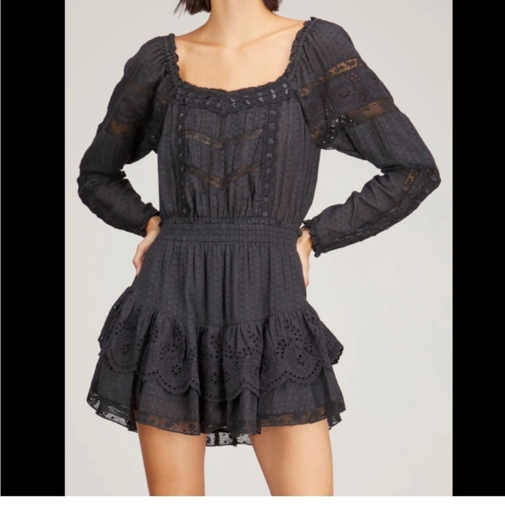 LoveShackFancy Sanaya Mini Dress black